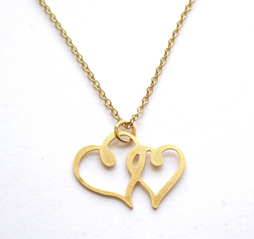 Connected Heart Pendant Necklace Romantic Jewelry